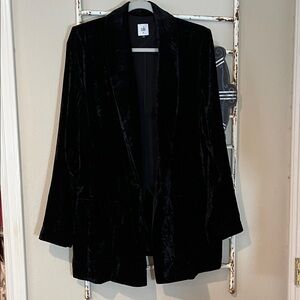 CAbi Luxurious Black Crushed Velvet Blazer